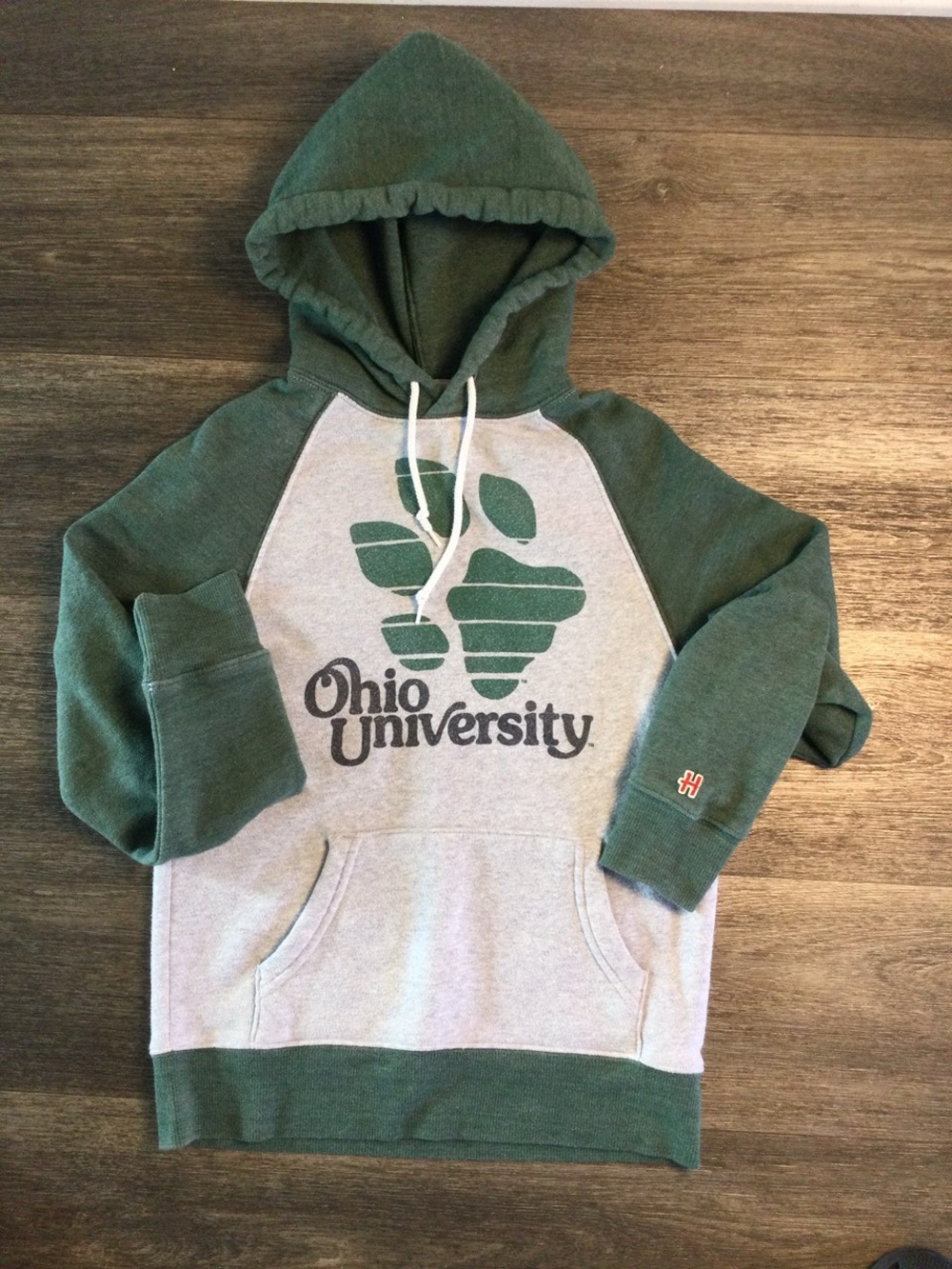 HOMAGE Green and Gray Raglan Crewneck Hoodie